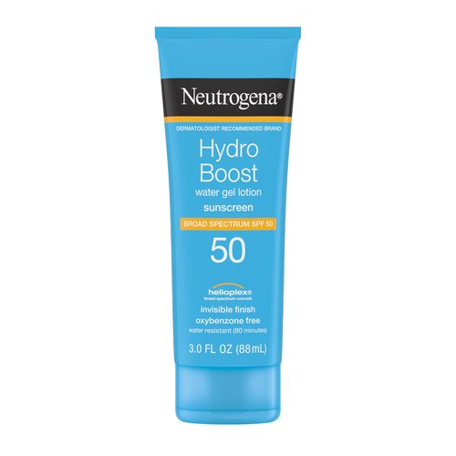 Neutrogena Hydro Boost Water Gel Sunscreen SPF 50, Oil‑Free Hydrating & Water‑Resistant Face & Body Sunscreen Lotion, Non‑Greasy, Broad Spectrum, Lightweight Moisturizer, 3 fl oz