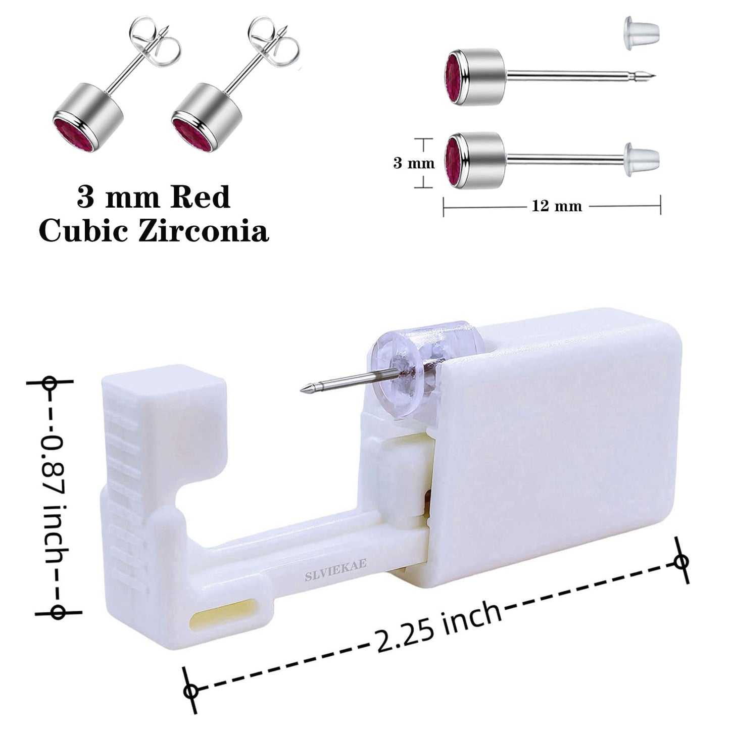 SLVIEKAE 14 Pcs Ear Piercing Kit | Multi Purpose Ear Piercing Gun Kit | Professional Ear Piercing Gun Kit for Salon and Home Piercing (Red)