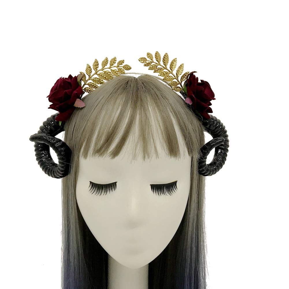 BLESSUME Mary Halo Crown Headband Goddess Headwear Halloween Costume Headpiece Headdress for Cosplay Party (T(Red Flower))