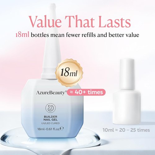 AZUREBEAUTY Builder Gel - 7-in-1 Nude Pink Nail Strengthener | 18ml, Beginner Friendly for DIY Home Salon