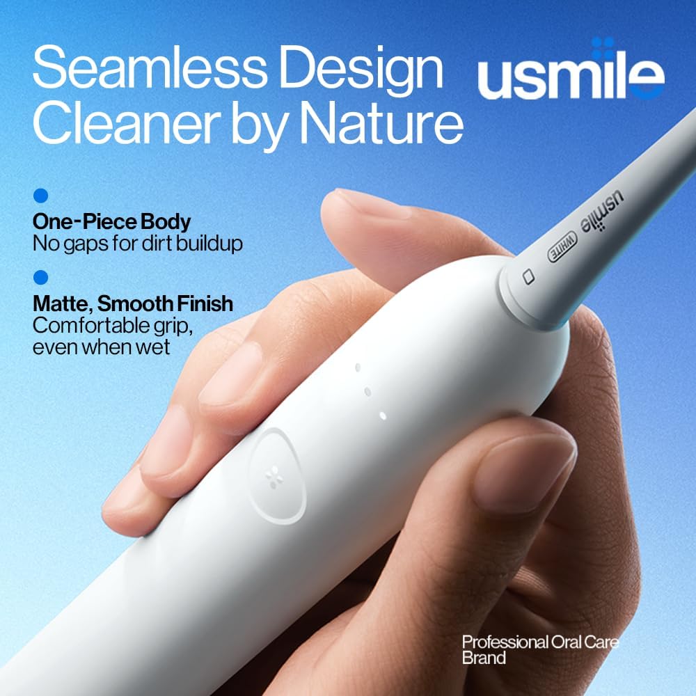 Usmile P10S Sonic Electric Toothbrush - Deep Clean & Whitening, 180-Day Battery Life, 3 Modes, 2 Brush Heads (White)