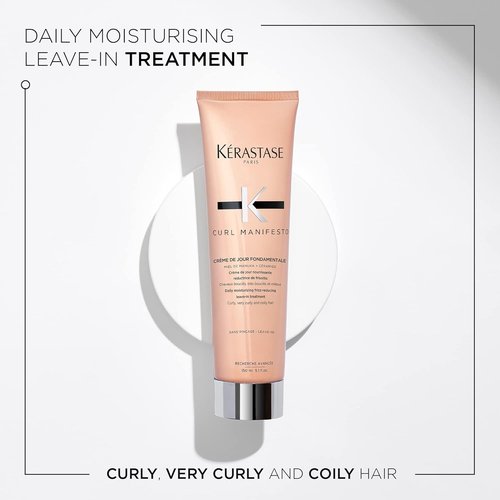 Kerastase Curl Manifesto Hair Cream - Leave-In Treatment & Heat Protectant for Frizz Control, 5.07 Fl Oz