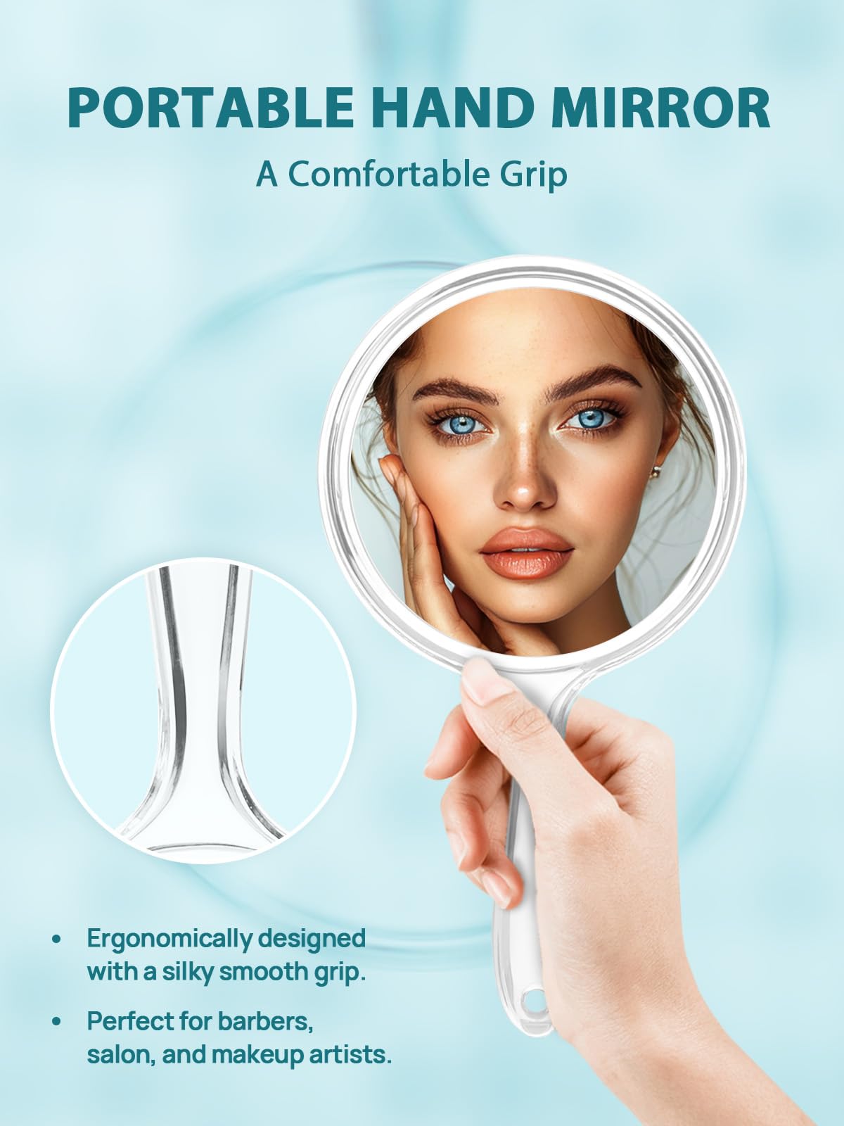 Macaki Hand Mirror, Double-Sided 1X/30X Magnifying Mirror with Handle, Acrylic, 8.3" L x 4.5" W, Clear, Pack of 1