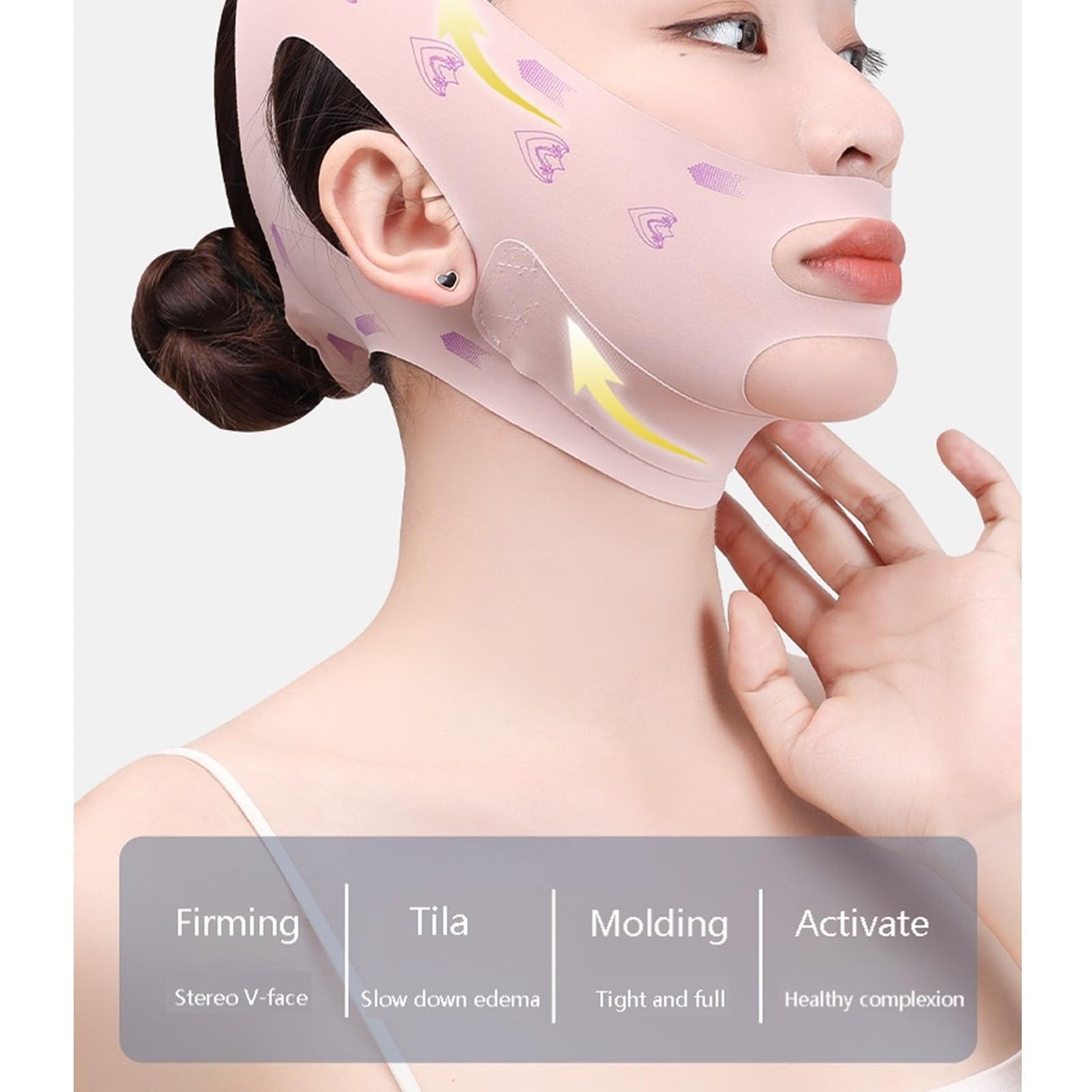 V Line Face Lifting Strap, Chin Strap for Sleeping, Double Chin Reducer for Women, Jaw Line Sculptor Eliminator, Mask Shaper for Jawline, Neck Lift Jaw Tightening Exerciser, Face Lift Tape Remover