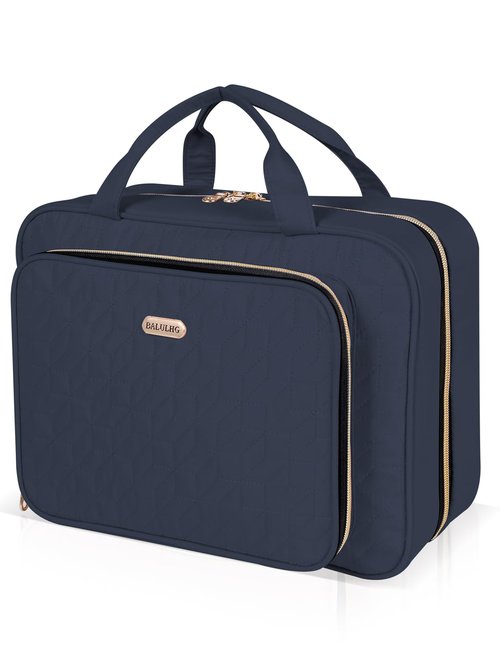 BALULHG Travel Toiletry Bag for Women Large Capacity with Hook - Portable Cosmetic Case,Hanging Makeup Bag for Full Sized Toiletries，Travel Essentials for Business Trips and Camping Blue