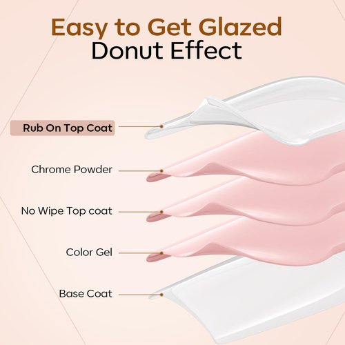 modelones Gel Top Coat for Chrome Nail Powder, Clear Mirror Gloss Metallic Finish No Wipe Gel Polish Long Lasting Soak Off Nail Lamp High Shiny for Home Salon DIY Professional Manicure Nail Art Gift