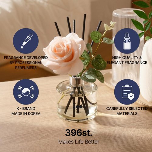 396 St. Rose Flower Reed Diffuser - Vanilla Lavender Scent | 200ml (6.7oz) Home Fragrance Decor