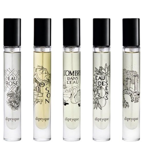 Diptyque Eau de Toilette Travel Spray Set - 0.25 Fl Oz Each | Unisex Fragrance (Pack of 5)