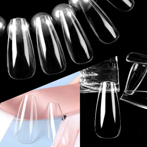 UNA GELLA Long Coffin Nail Tips 504pcs Clear Long Gel Nail Tips Coffin Pre-shaped Full Cover Fake Nails Acrylic False Press on Nails For Nail Extension DIY Salon Soft Gel Tips 12 Sizes
