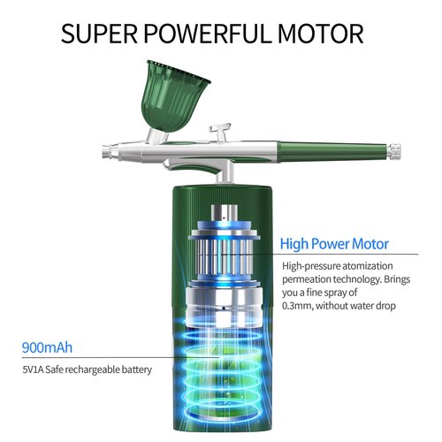 Airbrush Paint Airbrush Kit Airbrush Compressor Airbrush Nail Airbrush Machine Air Brushes for Makeup,Nail Art,Painting, Cake, Model Coloring (Green)