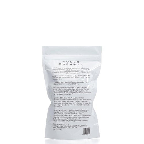 Rose & Caramel Tan Erasing Soap Sponge - Exfoliating Body Scrub with Mango Scent | 200g Rapid Tan Removal