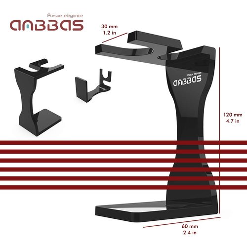 Anbbas Pure Badger Hair Shaving Brush Solid Manchurian Ash Wood Handle,Black Broken-Resistant Acrylic Shaving Stand,Stainless Steel Shaving Bowl Dia 3.2 inch and Goat Milk Soap 100g 4IN1 Set for Men