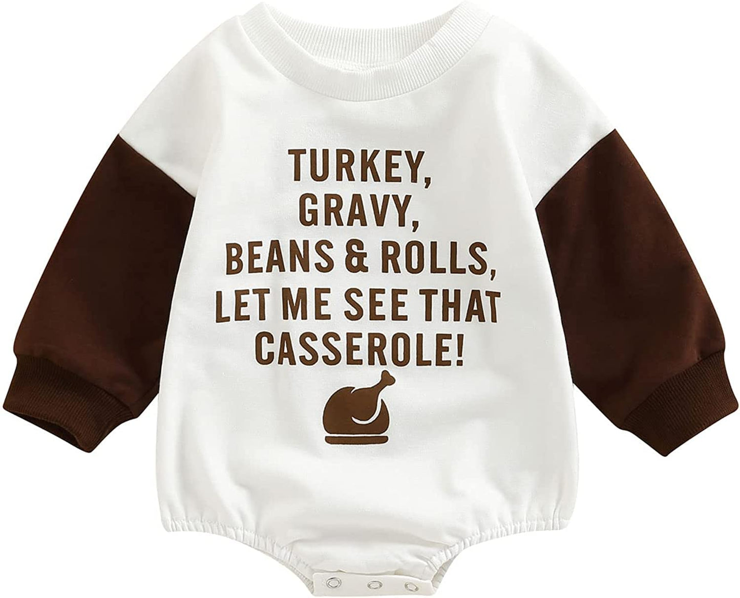 DOSYZTO Baby Boy Girl Thanksgiving Sweatshirt Outfit Turkey Print Sweaters Romper Warm Fall Shirts Winter Clothes (Turkey Patchwork White Romper,12-18 Months)