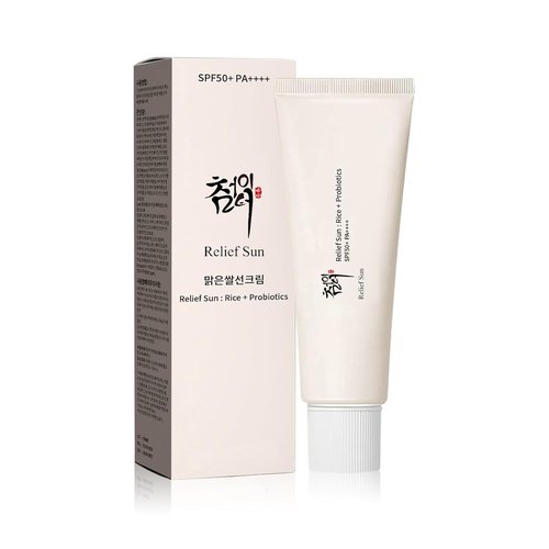 Relief Sun Organic Korean Sunscreen SPF 50+ | Nourishing UV Protection with Rice and Probiotics (1.69 fl oz)