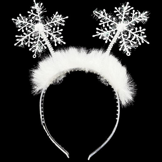 SeBneny Christmas Headbands for Women Snowflakes Hairband Xmas Holiday Headbands Glitter Hair Hoop Hair Band Girls Hair Access Headdress for Party Supplies 1PCS