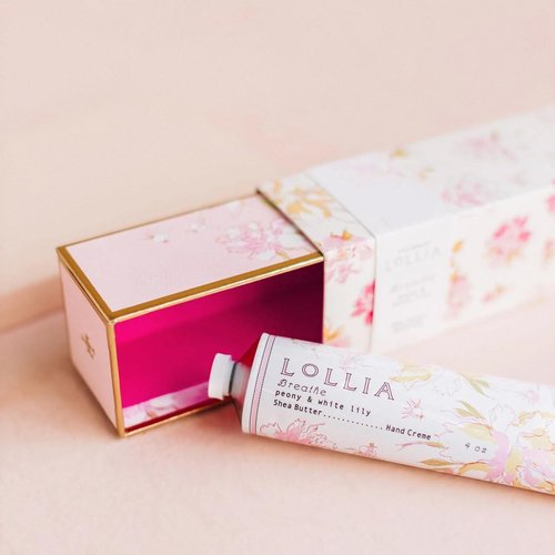 Lollia Breath Hand Cream - Moisturizing Peony & White Lily Lotion | 4 Oz Quick-Absorbing Formula