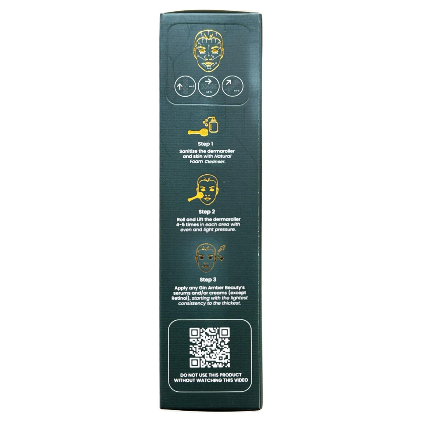 Gin Amber Beauty Derma roller (0.25mm) - 192 Real Individual Needles, Microdermabrasion Device for Skin Care, Serum Absorption with Microneedling, Safe and Painless Revitalizer Tool, Hygienic Case