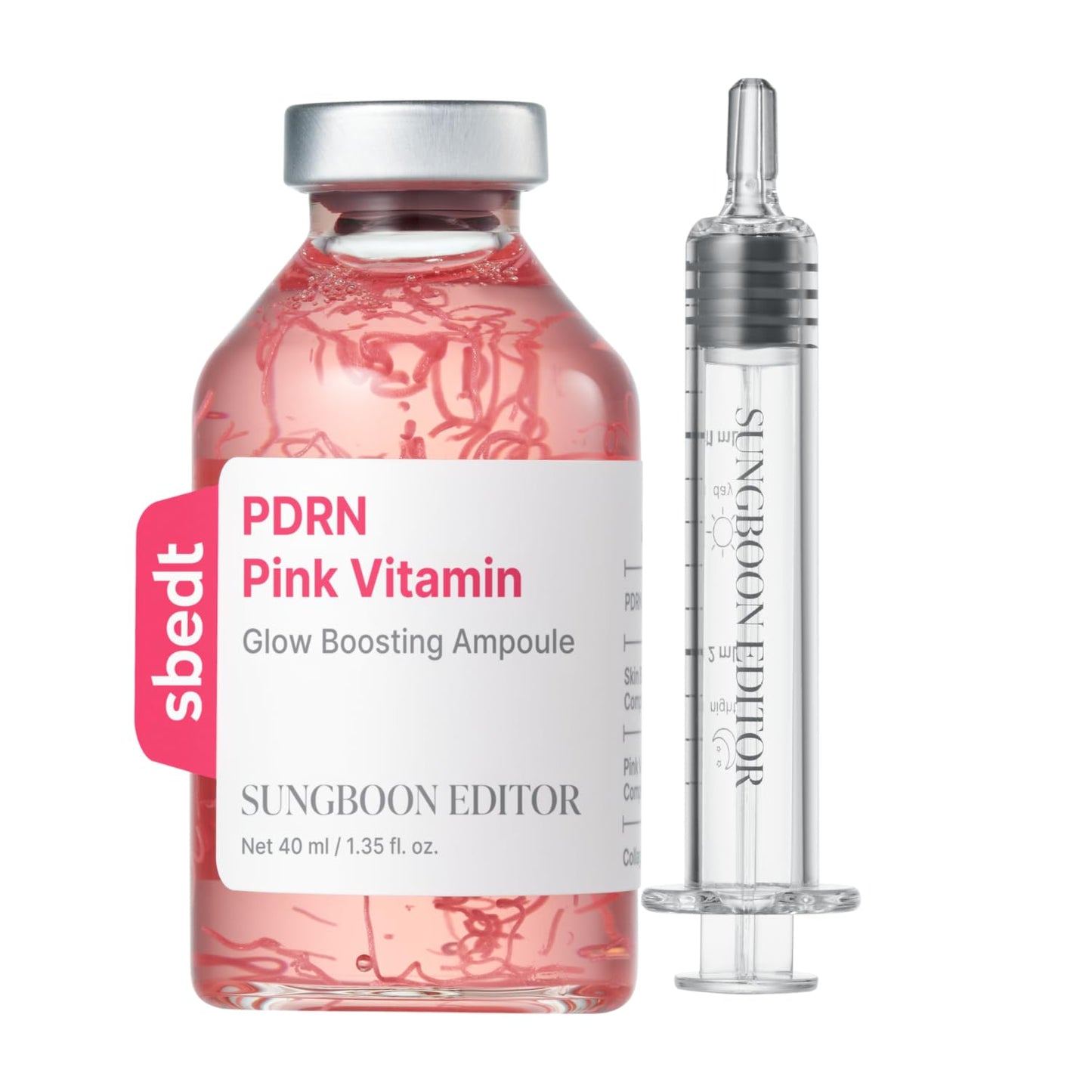 SUNGBOON EDITOR Collagen Peptide Pink PDRN Glow Intensive Ampoule - Copper Peptides & Vitamin B12 Serum for Radiant Skin | 1.35 fl oz