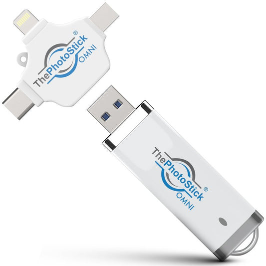 ThePhotoStick® Omni 32GB USB Flash Drive & Memory Stick – Automatic Photo & Video Backup for iPhone, Android, Mac & PC – Multiport Connection to Easily Store & Transfer Files