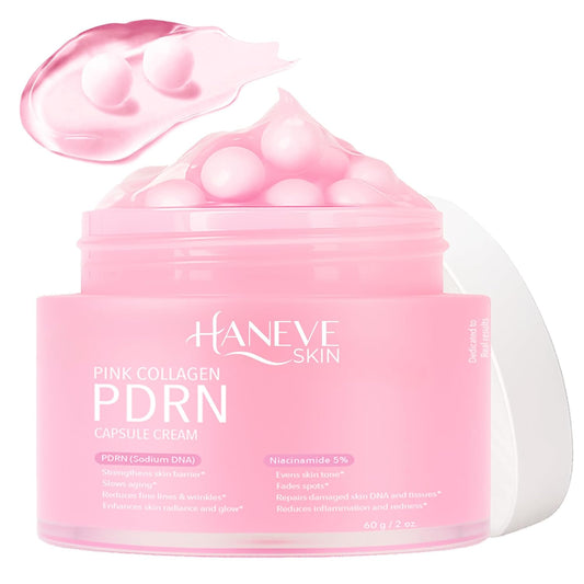 Skiennix Pink Collagen PDRN Capsule Cream - Hydrating Face Moisturizer with Niacinamide & Collagen Capsules - 60g / 2 oz