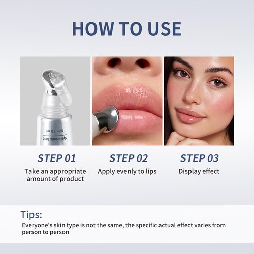 Lip Volumizer Plumper Serum with Hyaluronic Acid – Deep Hydration for Fuller Lips, Day & Night Moisture Lip Treatment, Smooth Non-Sticky Lip Balm, 0.34 fl.oz