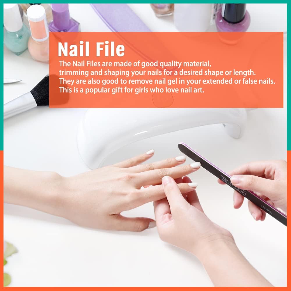 TsMADDTs Nail File Set - 20 Double-Sided Emery Boards for Professional Manicure & Pedicure | Various Grits