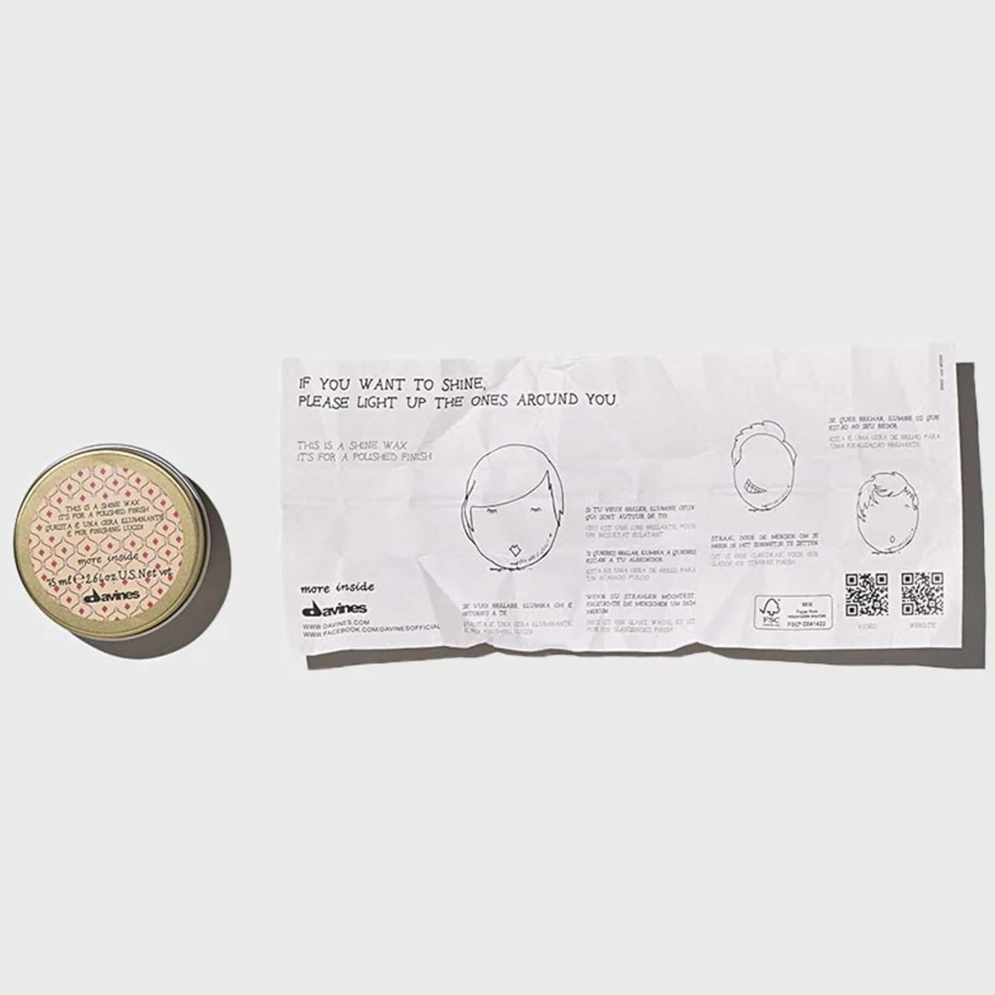 Davines Shine Wax - Light Hold Creamy Wax for Glossy Finish & Sleek Styles | 2.54 Fl Oz