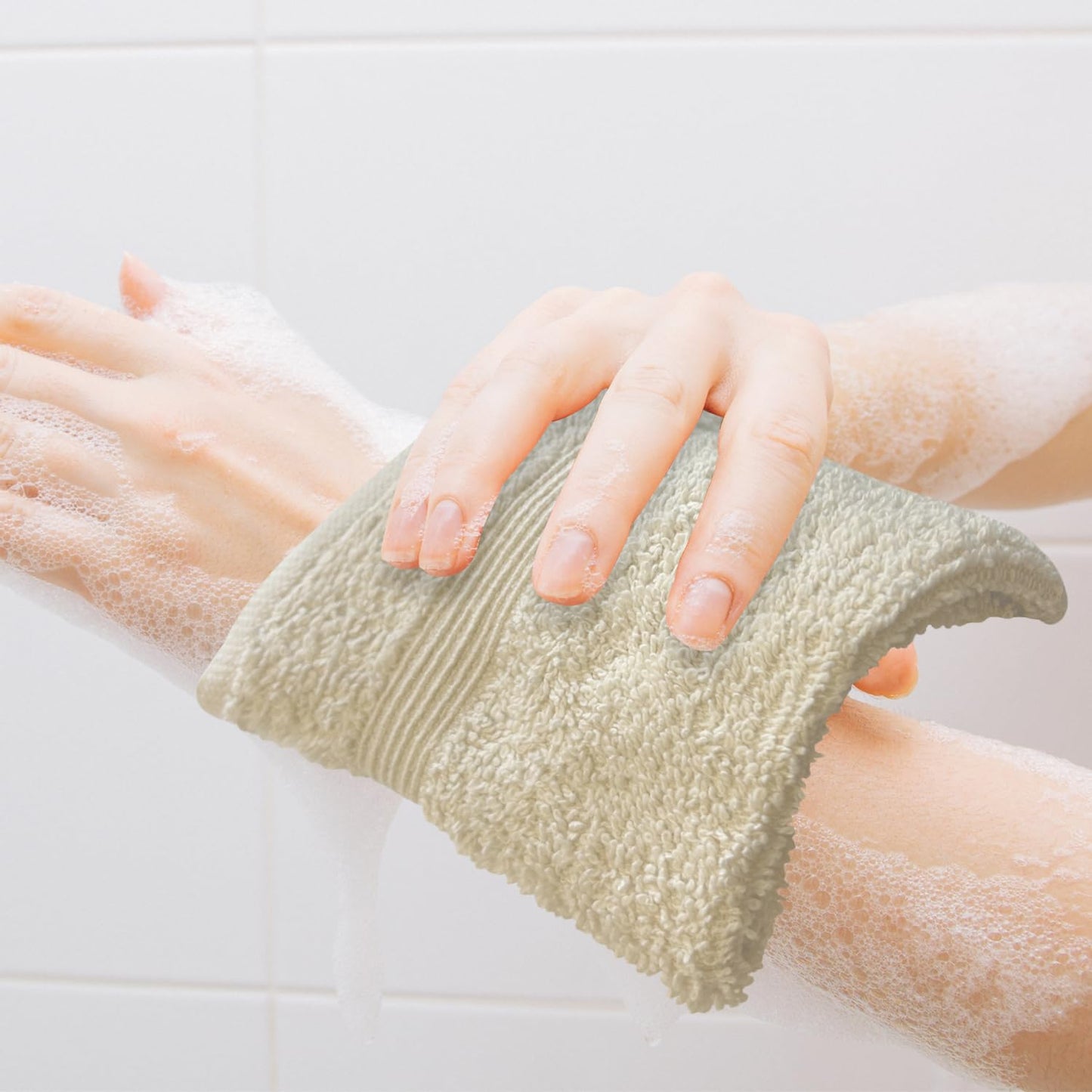 Homewear High Rise Stripe Wash Cloth Set, 12 x 12 Inch - 100% Cotton - Pack of 24, Premium Quality, Gentle and Soft - Ivory