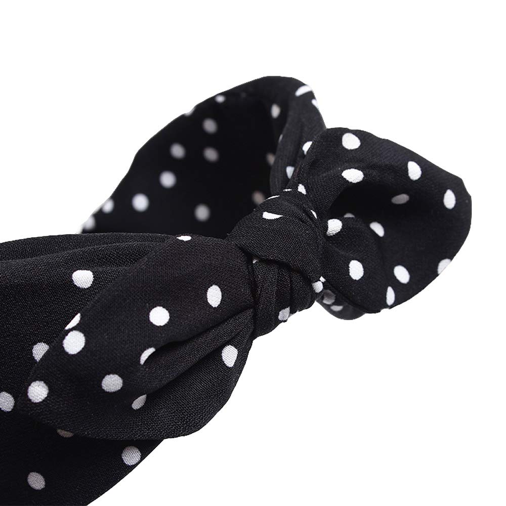 Womens Wide Polka Dots Headbands Headwraps Hair Band with Bow Pack of 3