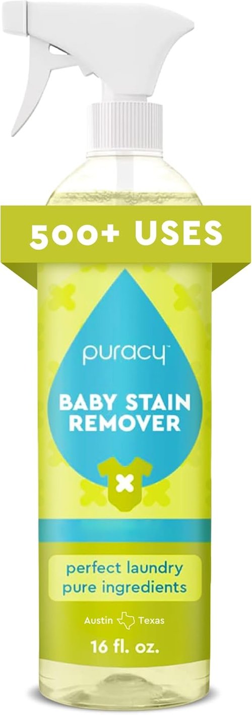 Puracy Stain Remover - Enzyme-Based Natural Cleaner for Baby Clothes & Diapers | 16 Oz