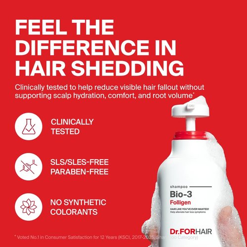 Dr.FORHAIR Folligen Bio-3 Shampoo - Korean Hair Care for Volumizing & Root Boost | 16.91 fl oz
