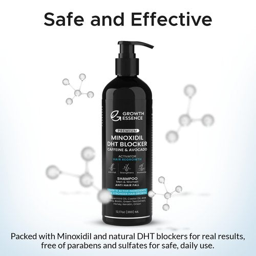 Minoxidil & Biotin Shampoo for Hair Growth - Enriched with Caffeine, Castor Oil & Onion - DHT Blocker for Thicker, Healthier Hair - Strengthening Formula for Men & Women
