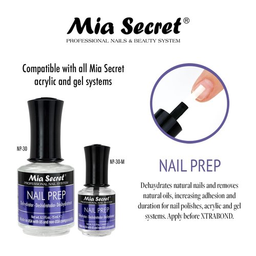 Mia Secret Nail Prep Dehydrator - Acid-Free Formula for Enhanced Bonding | 15ml Size