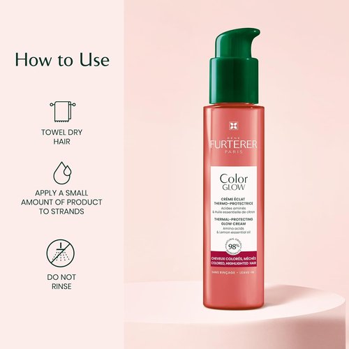 René Furterer Color Glow Thermal-Protecting Cream - Amino Acids & Lemon Oil, 3.3 Fl Oz