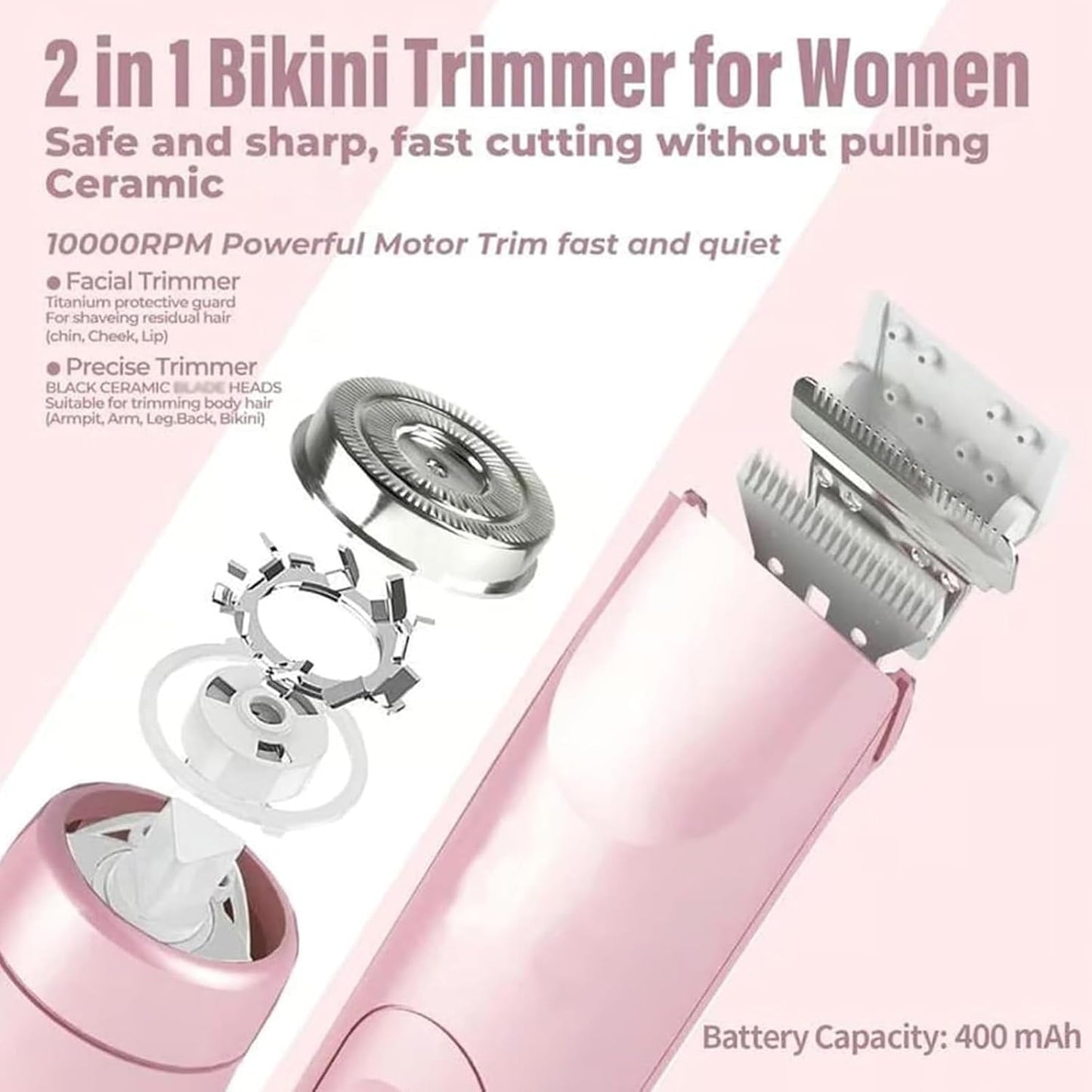 Favorabler Shaver, The Pink Galaxy Shaver, Bald Cat Razor for Women, Comfort 2 in 1 Favorable Shaver, Dual Headed Shaver for Women (White)