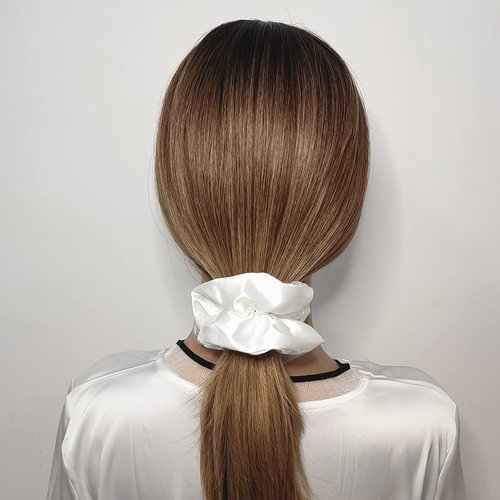 6 Pcs Satin Scrunchies - Soft Hair Ties, Ponytail Holders, Hair Bands, Hair Accessories for Women and Girls (4.3 inch, White)