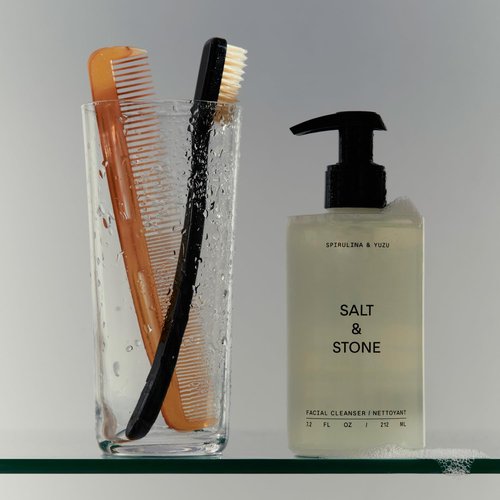 Salt & Stone Facial Cleanser - Spirulina & Yuzu Gentle Wash with Hyaluronic Acid | 7.2 oz, Vegan & Cruelty-Free