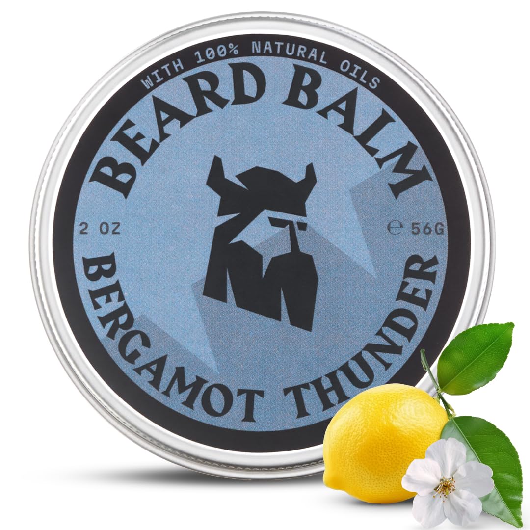 Striking Viking Beard Balm - Leave-In Conditioner with Argan & Jojoba Oils | 2 Oz Bergamot Thunder