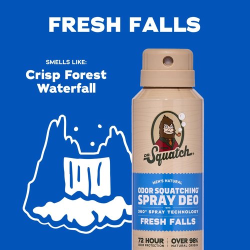 Dr. Squatch Natural Men’s Deodorant - Quick Dry, Aluminum-Free, Dermatologist-Tested | Fresh Falls, 4oz (2-Pack)