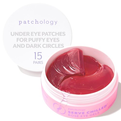 Patchology Serve Chilled Rosé Eye Gels - Hydrating Eye Patches for Puffiness & Dark Circles | 15 Pairs