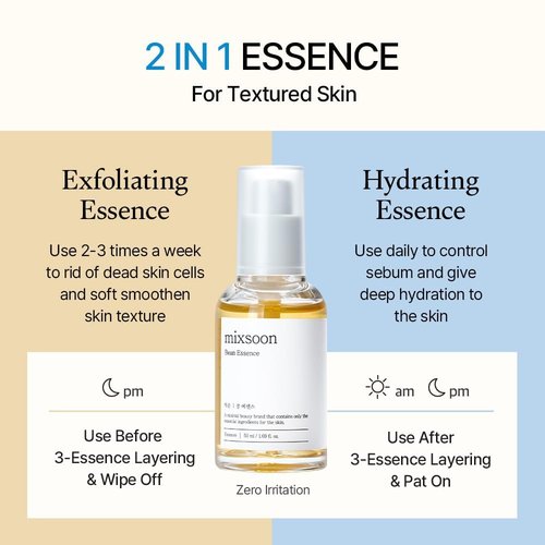 Mixsoon Bean Essence Exfoliating AHA Moisturizer - Hydrating Fermented Bean Extract for Smooth Skin | 50ml