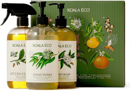 Koala Eco Gift Set - Natural Kitchen Cleaner, Dish Soap & Hand Wash | Australian Lemon Eucalyptus, 16 oz (3 Pack)