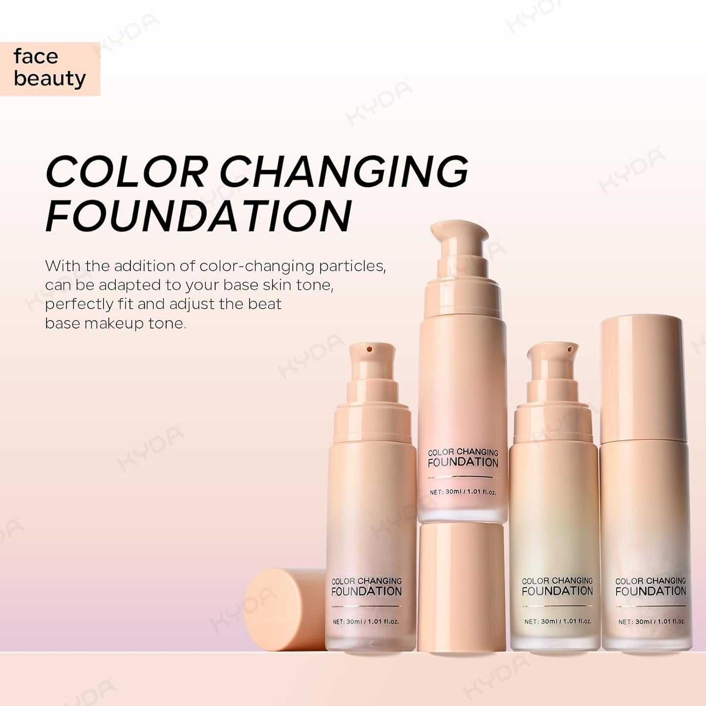 KYDA Color Changing Foundation - Lightweight CC Cream with Centella for Even Skin Tone | Hydrating & Sheer Coverage