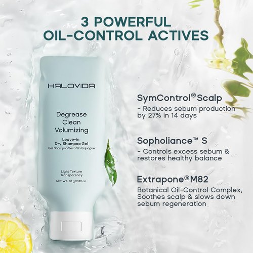 HALOVIDA Leave-In Dry Shampoo Gel - Instant Oil Absorption & Volume, Light Texture, 2.82 oz