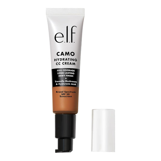e.l.f. Hydrating Camo CC Cream - SPF 30 Color Correcting Foundation for Dewy Finish | Vegan, Deep 510 C