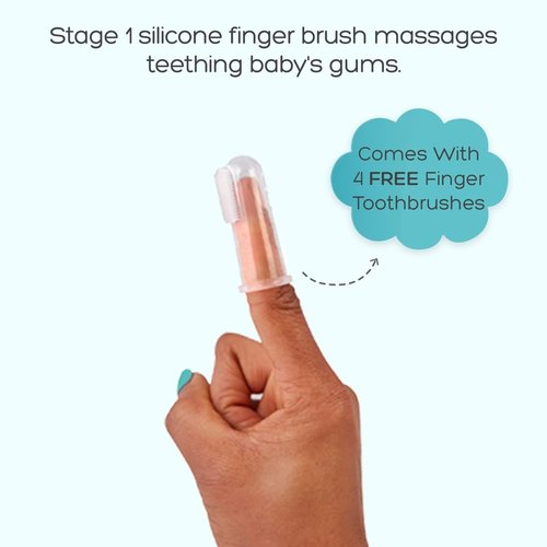 grabease Finger Toothbrush for Toddler Baby Toothbrush Baby Training Double Sided Toothbrush, BPA-Free & Phthalate-Free for Baby & Toddler, 4 Pack, Lavender, Blush Mint, Yellow