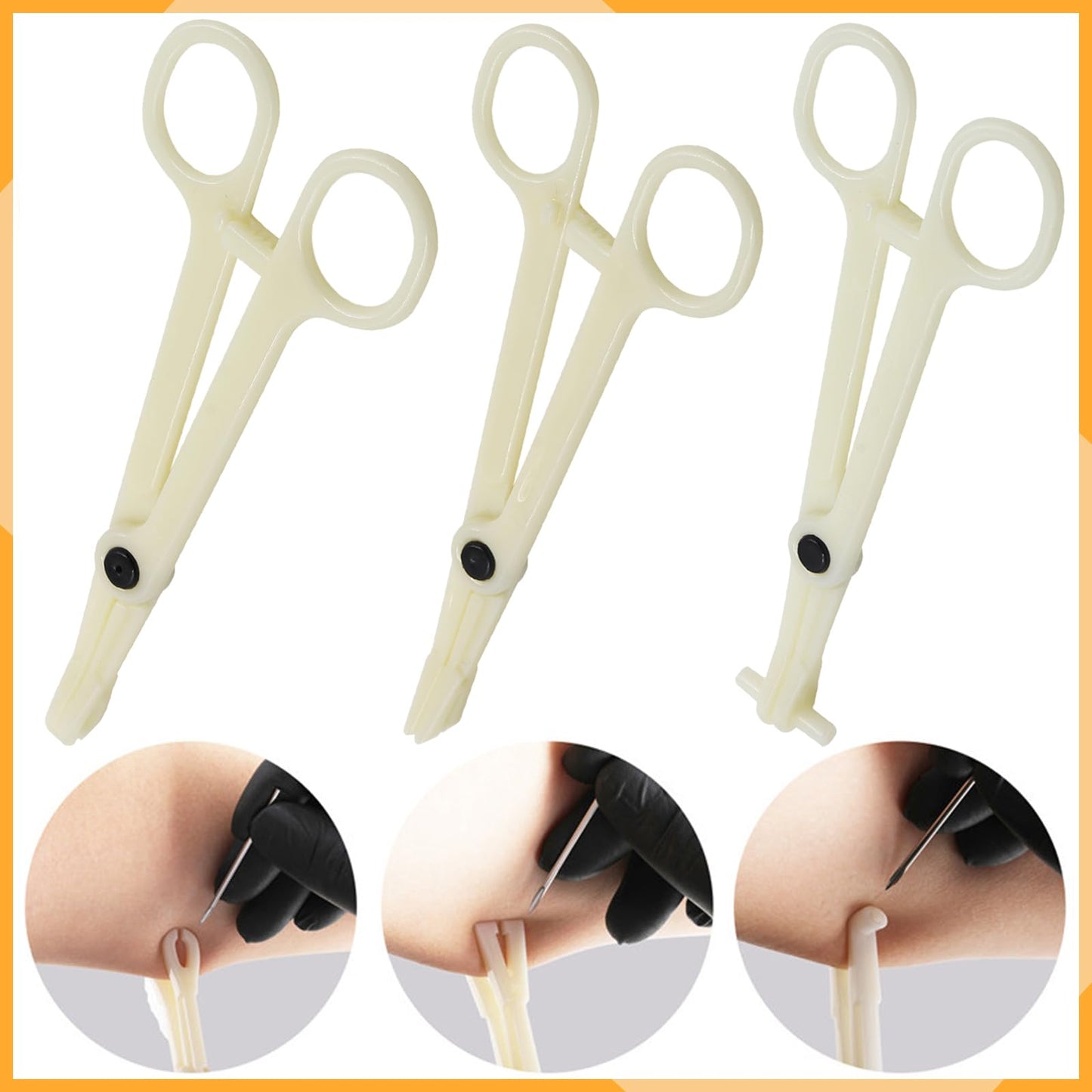Disposable Piercing Clamps - Tonbao 25Pcs Piercing Forceps Round Septum Clamps Disposable Plastic Forceps for Ear Nose Nipple Tongue Lip Eyebrow Belly Button Piercing Kit Body Piercing Tools