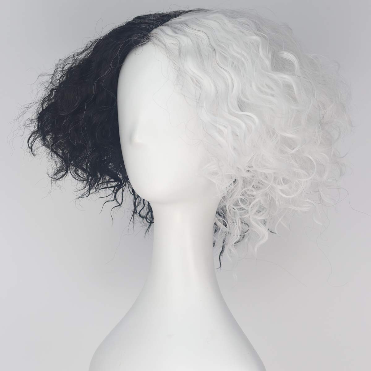 Black and White Wig, Missuhair Women's Synthetic Short Curly Hair Costume Wig Adult Halloween Movie Party Copslay Wig