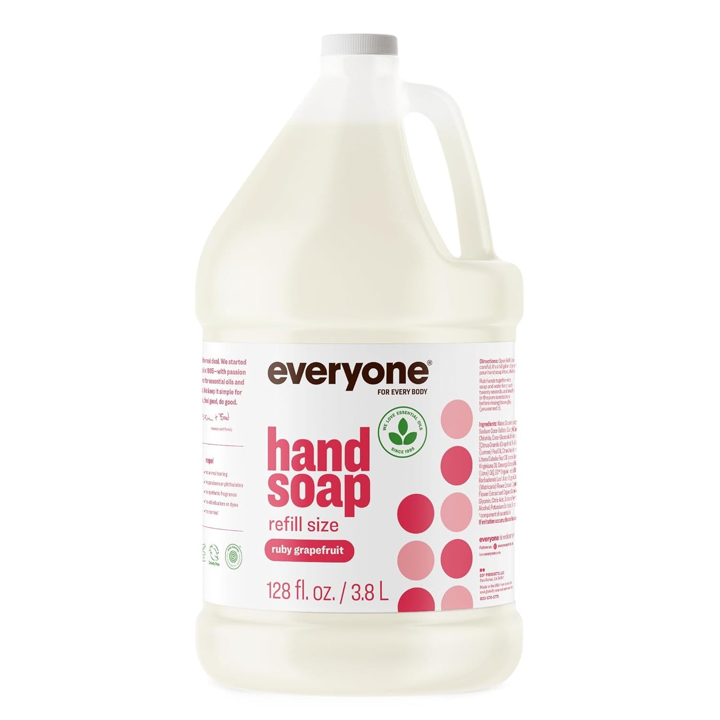 Everyone Liquid Hand Soap Refill - Ruby Grapefruit Scent | 1 Gallon, Made with Essential Oils for Kitchen & Bathroom
