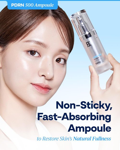 Bano PDRN 500 Ampoule - Firming Hydrating Serum with Peptides & Collagen | Fragrance-Free Korean Skincare | 1.01 fl oz